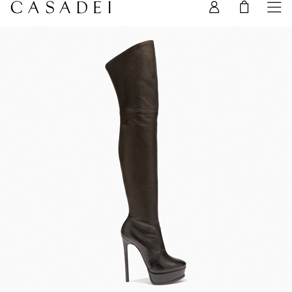 Casadei Over-the-Knee stretch leather Boots 8.5 - Picture 7 of 8